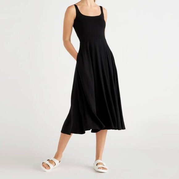 Quince tencel jersey black fit & flare dress - Picture 2 of 3